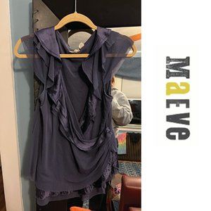 NWOT Maeve Slate Blue Ruffled Blouse - L